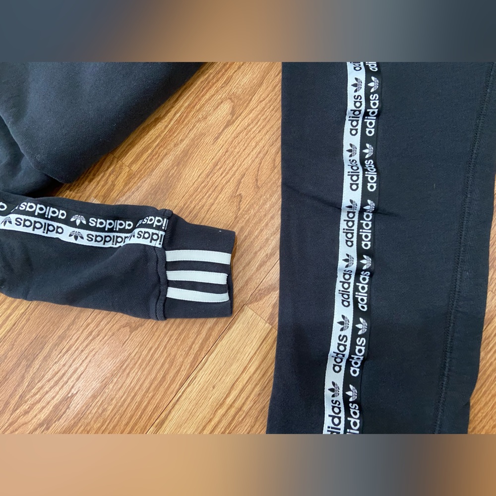 Adidas originals RYV tape hoodie & sweat pants tracksuit w logo tape detail - Picture 6 of 12